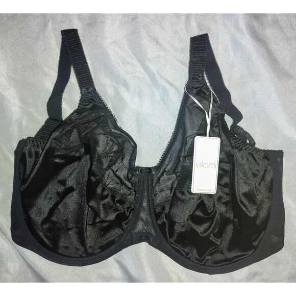 NWT Elomi Cate Full Cup Banded Bra Size 34O Black Plus Size Lingerie Wide Straps - Picture 1 of 5